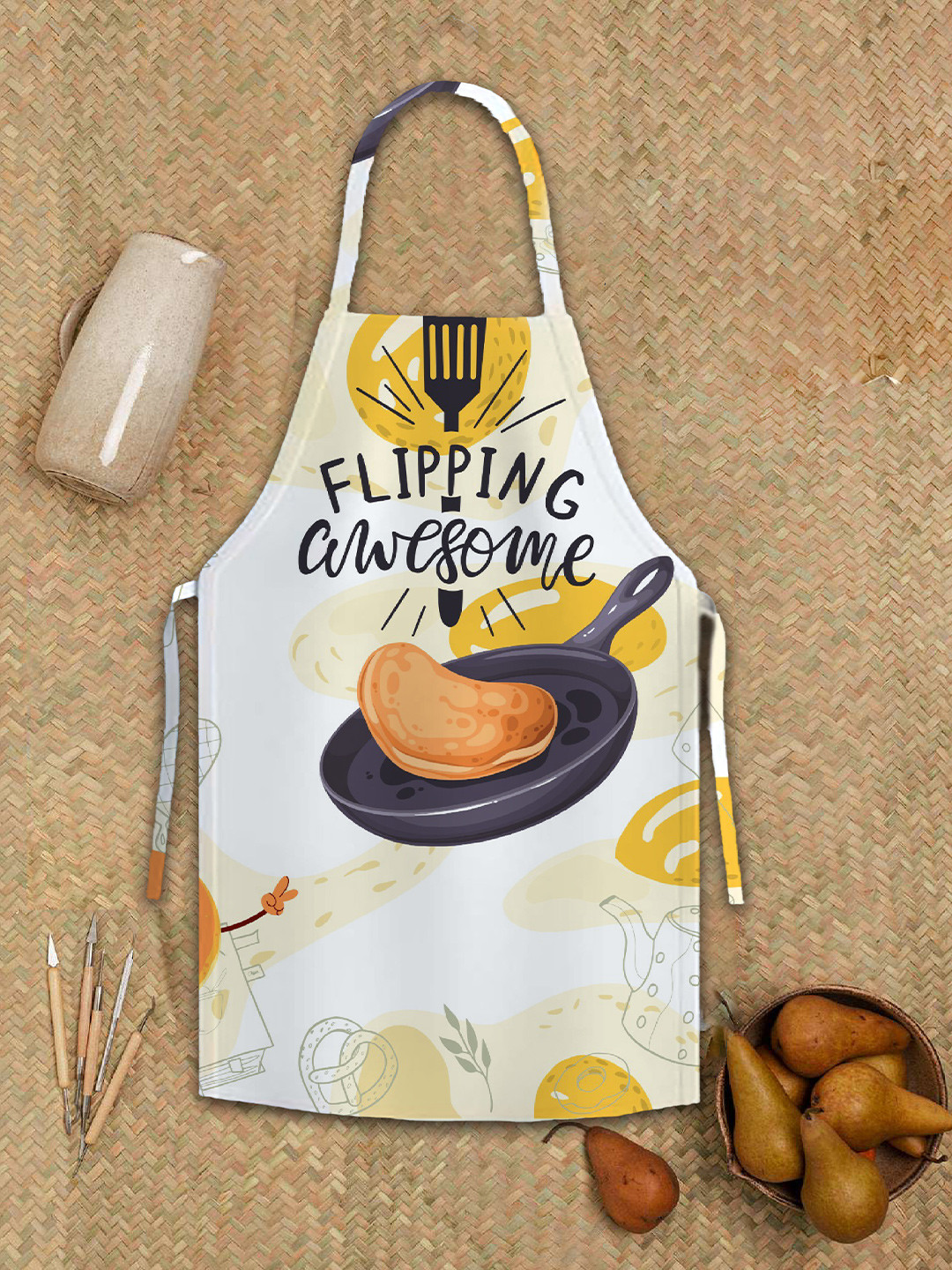 Steve & Anderson Pride Printed Yellow & White Printed Pure Cotton Kitchen Apron
