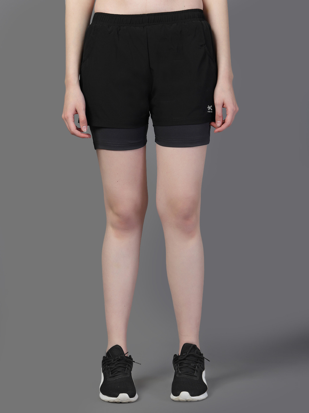 HRX by Hrithik Roshan Women Solid Double Layer Running Sports Shorts