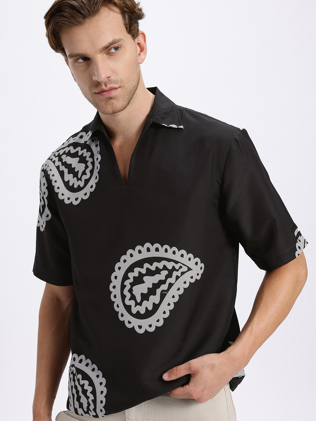 UNRL Printed Polo Relaxed T-shirt