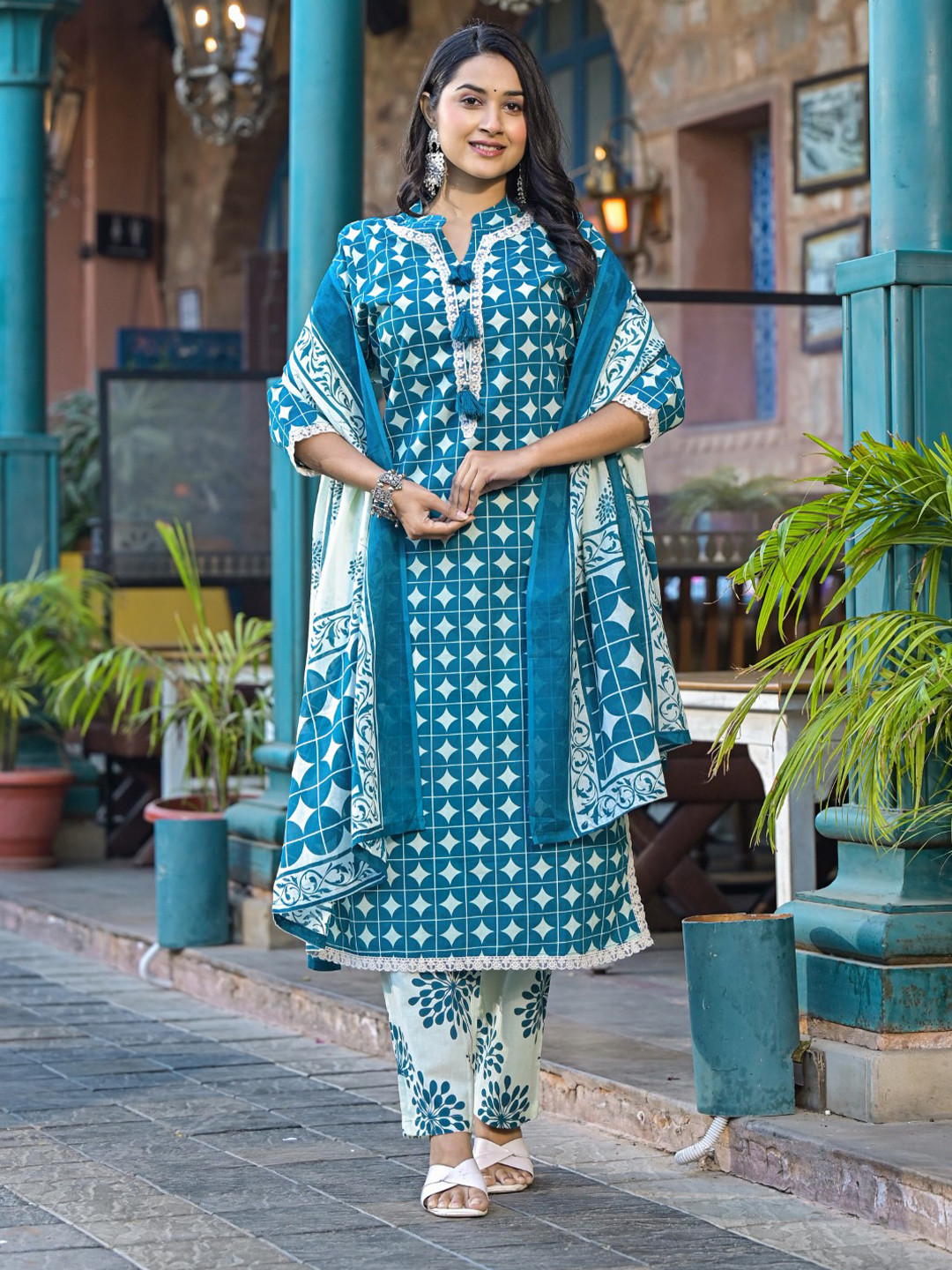 AUTUMN LANE Women Bodhi Indigo Pure Cotton Kurta Set