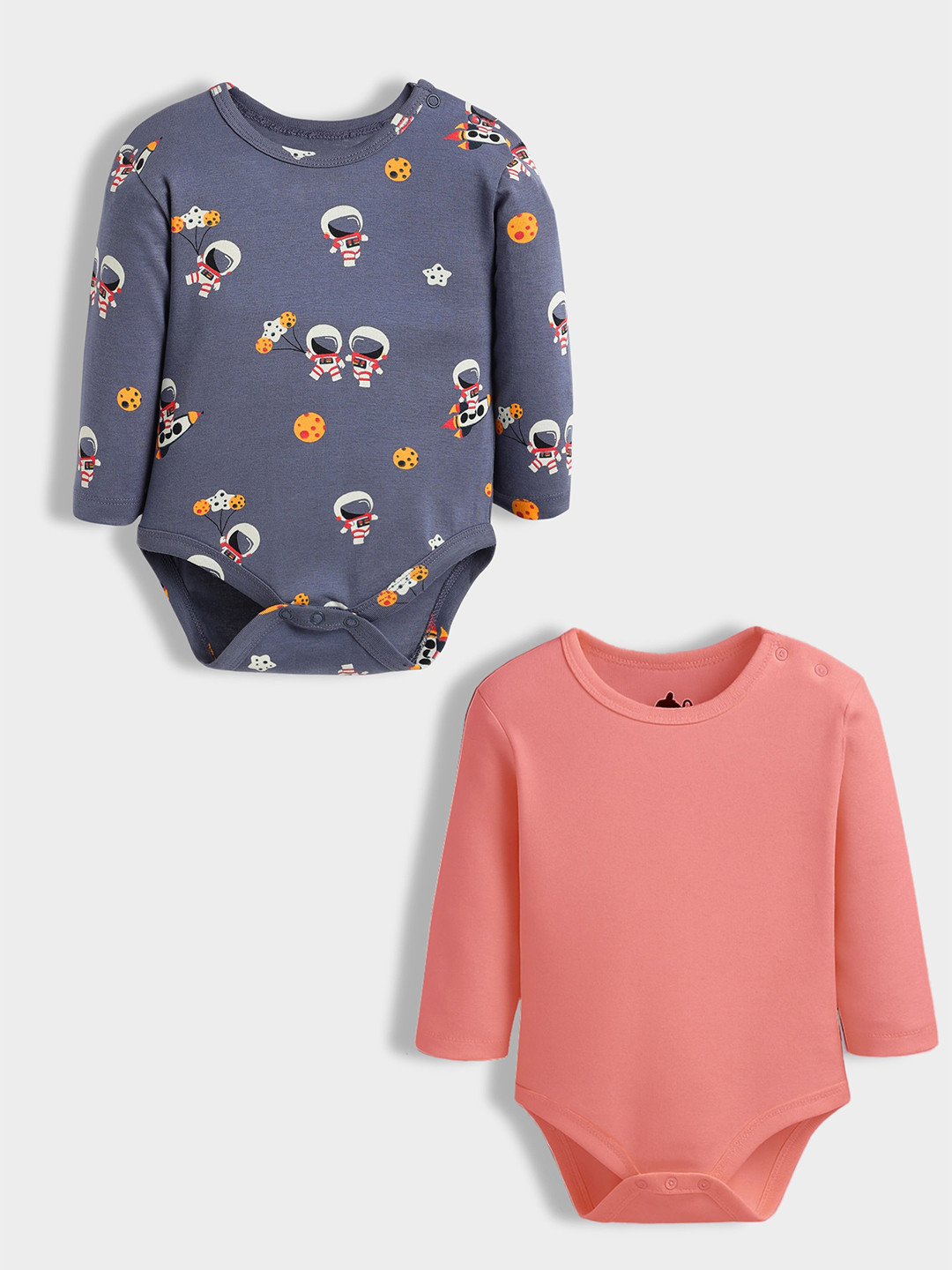 Orange Sugar Infants Pack Of 2 Printed Cotton Bodysuits