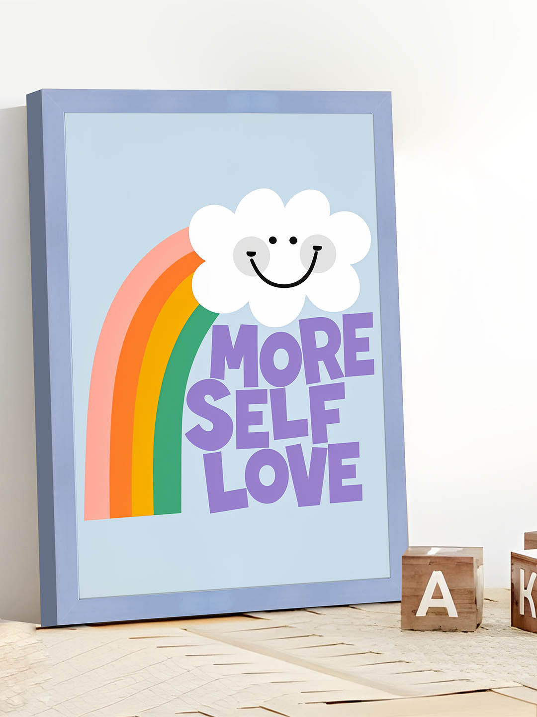 Art Street Blue And Red Positive Affirmation Printed Wall Art