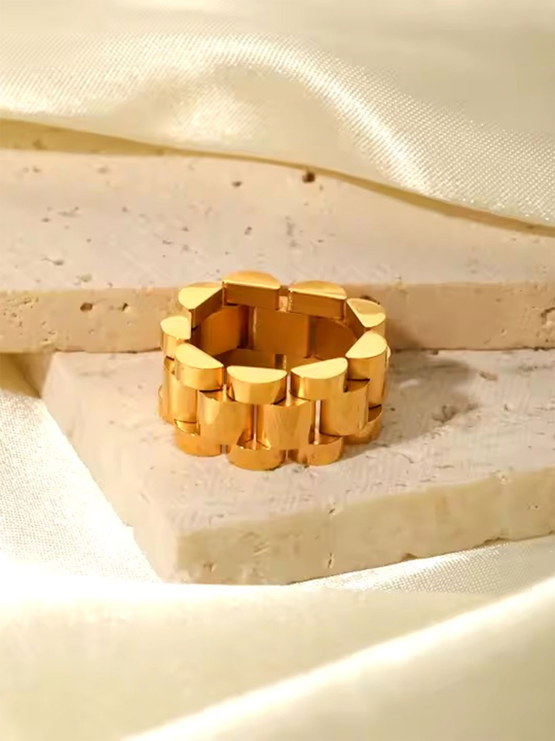 Zaisha 18k Gold Plated Chunky Goldy Blocks Ring