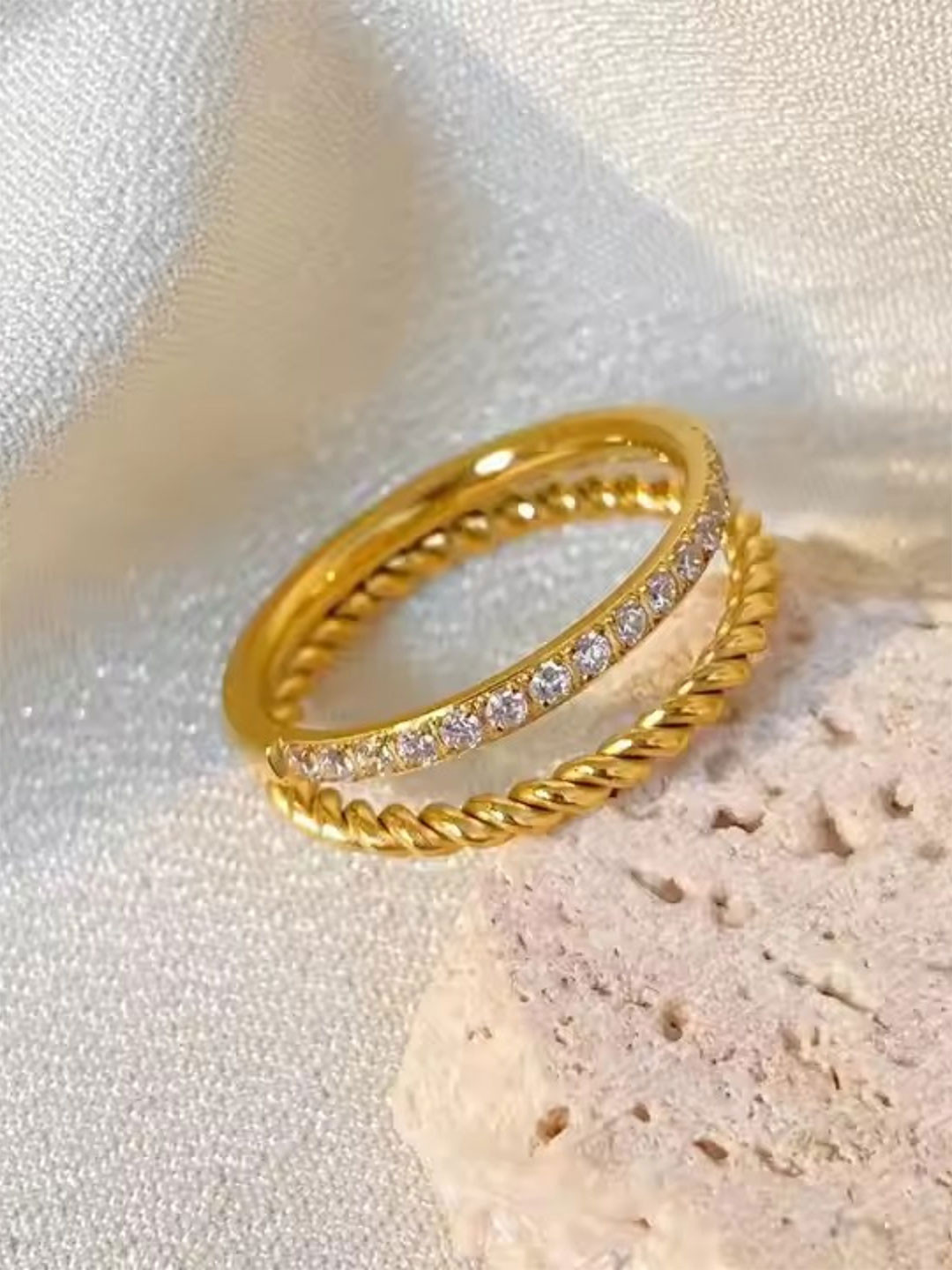 Zaisha 18k Gold Plated Zirconia Ring Stack