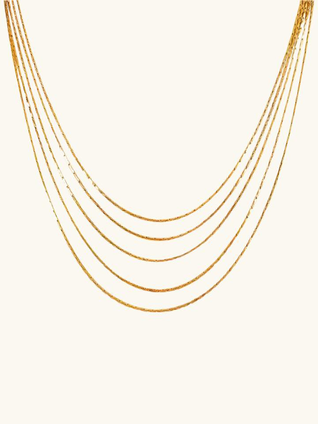 Zaisha 18k Gold Plated Dainty Layered Chain Necklace (5 layer chains)
