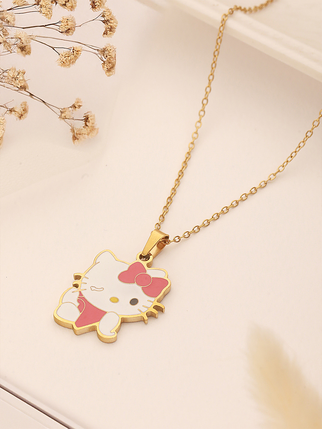 ZAISHA 18K Gold Plated Red Kitty Necklace