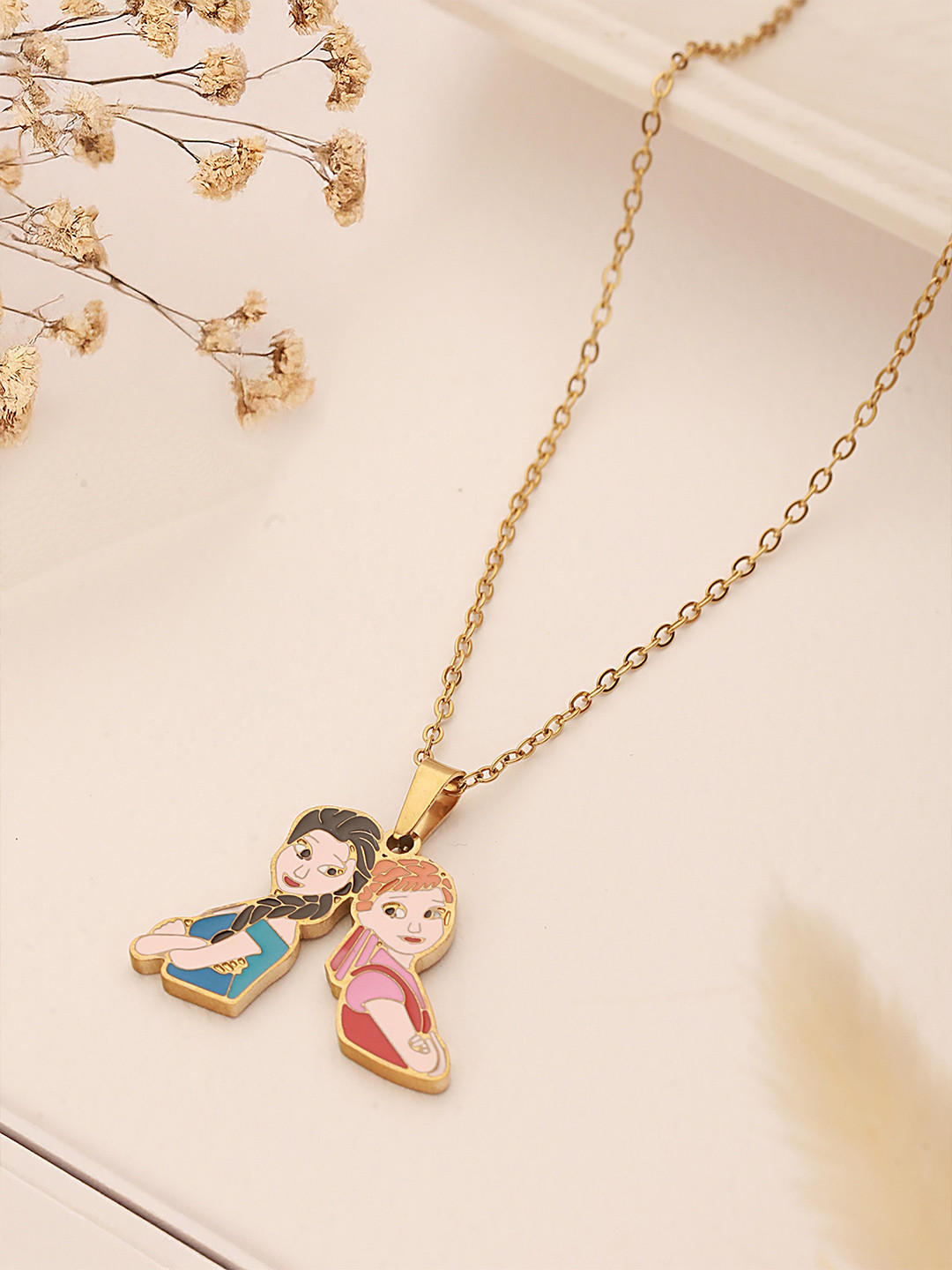 ZAISHA 18K Gold Plated Cartoon Couple Necklace