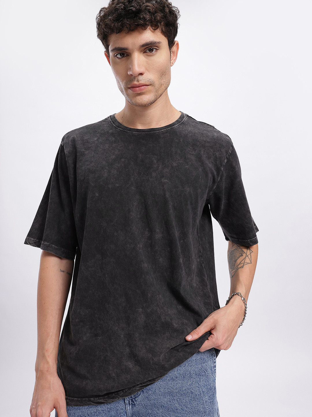 Washed Effect Cotton Oversized T-shirt