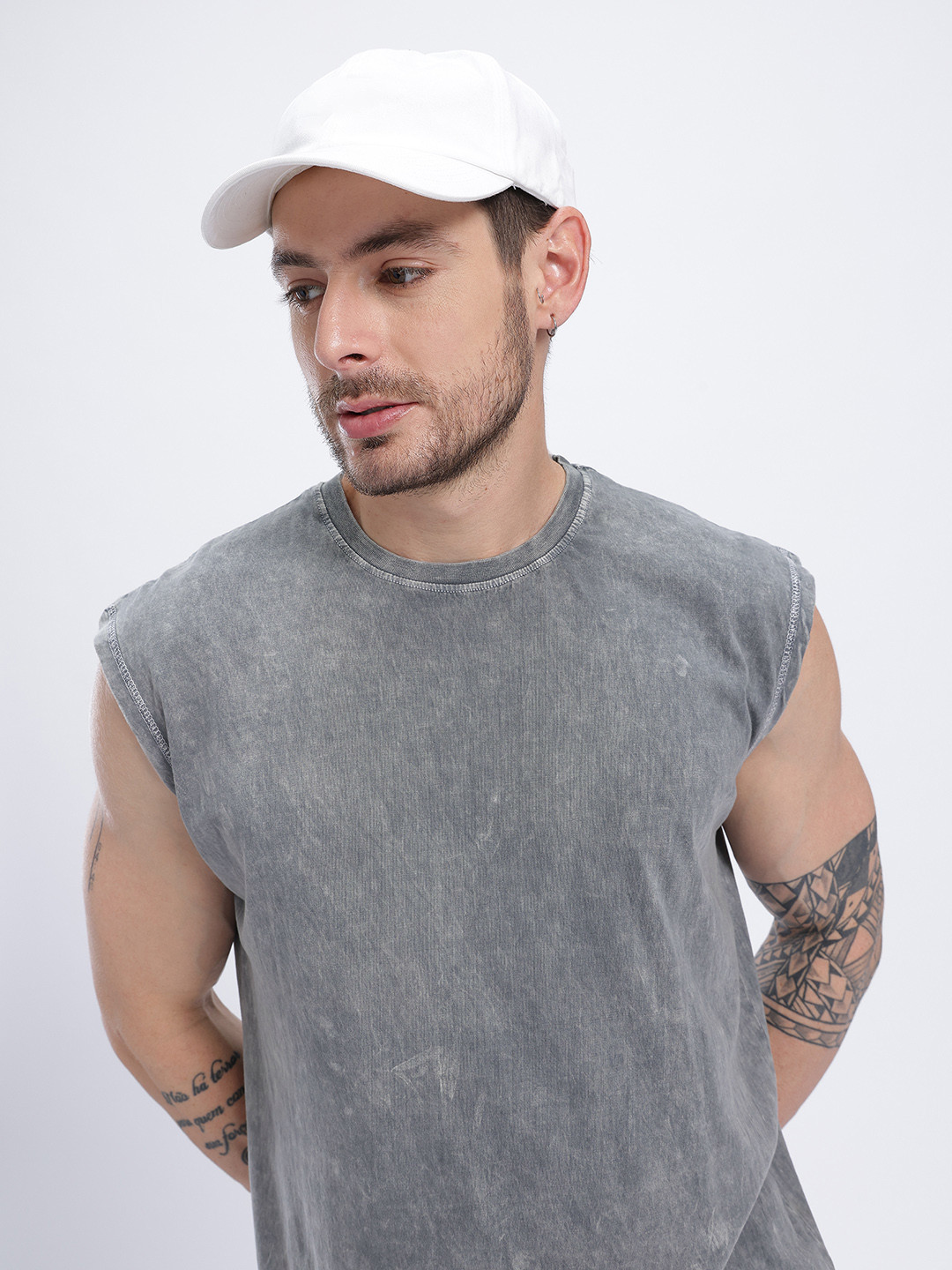 glitchez Sleeveless Washed Oversized T-shirt