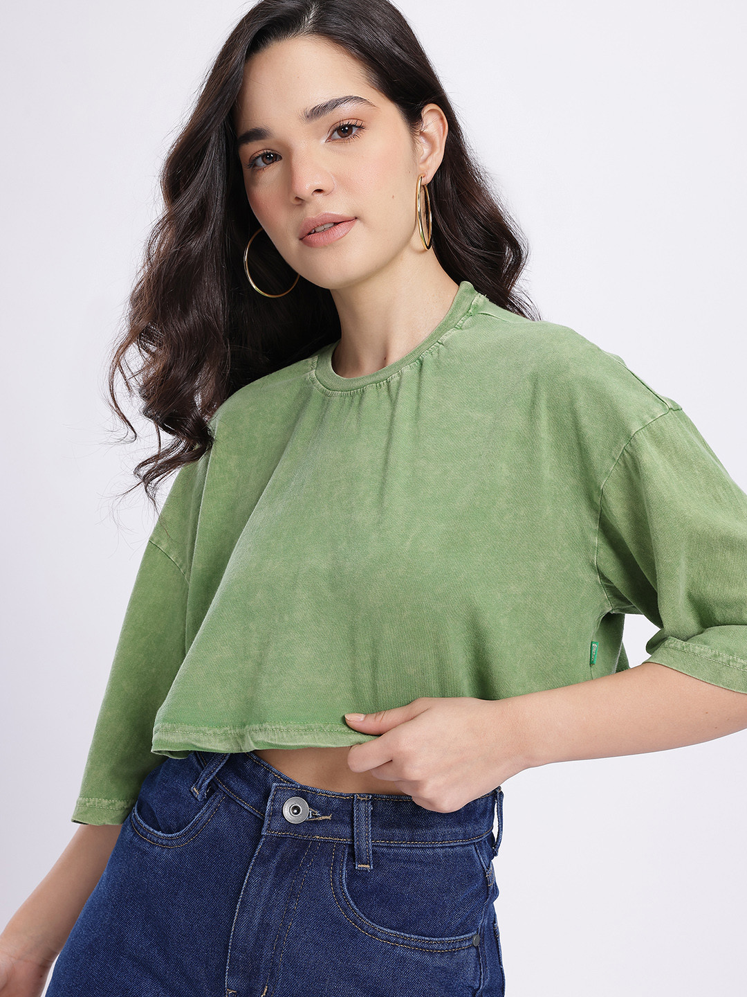 Washed Effect Oversized Drop-Shoulder T-shirt