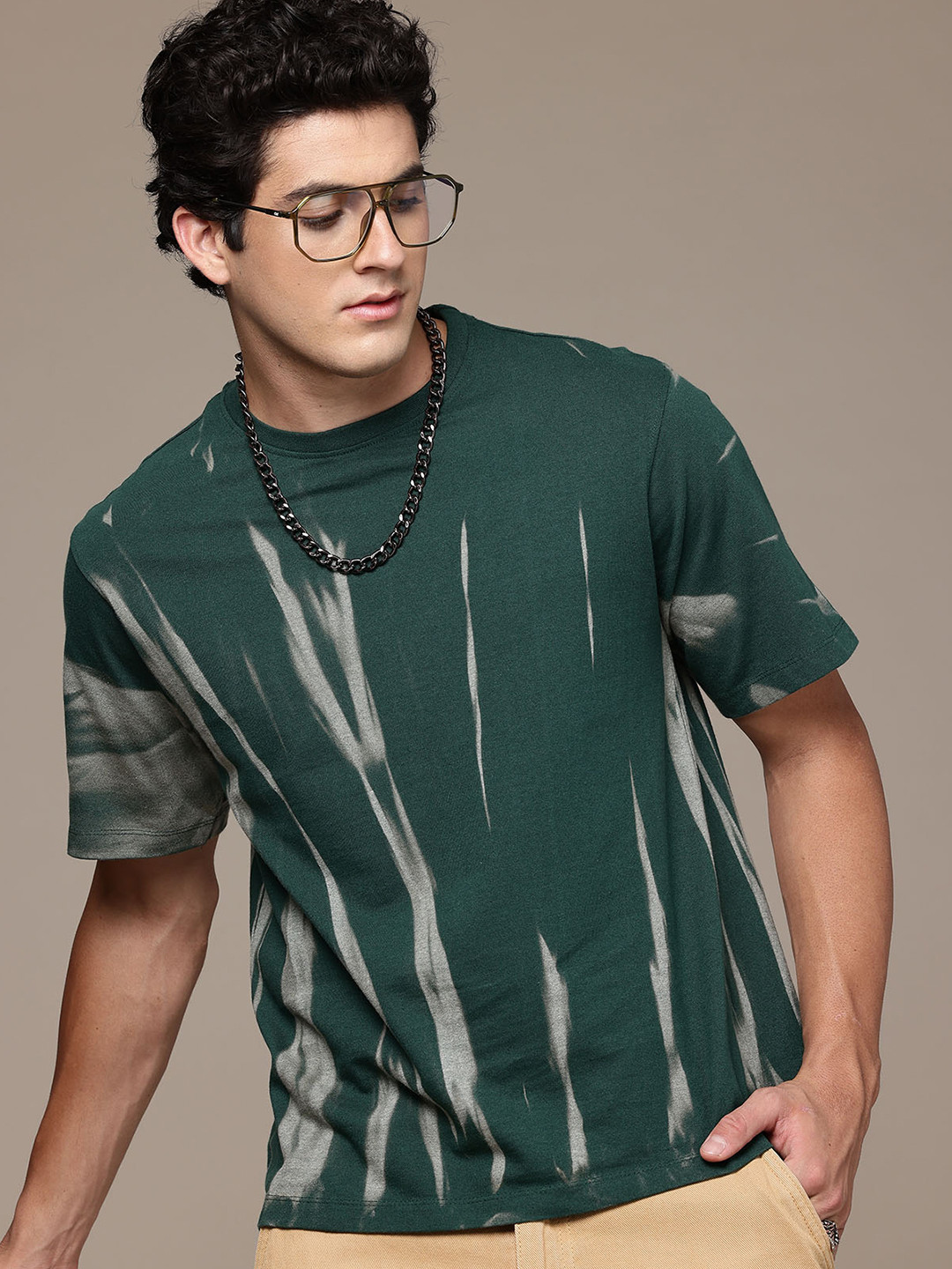 R.Code by The Roadster Life Co. Solid Acid Washed Relaxed Fit T-shirt