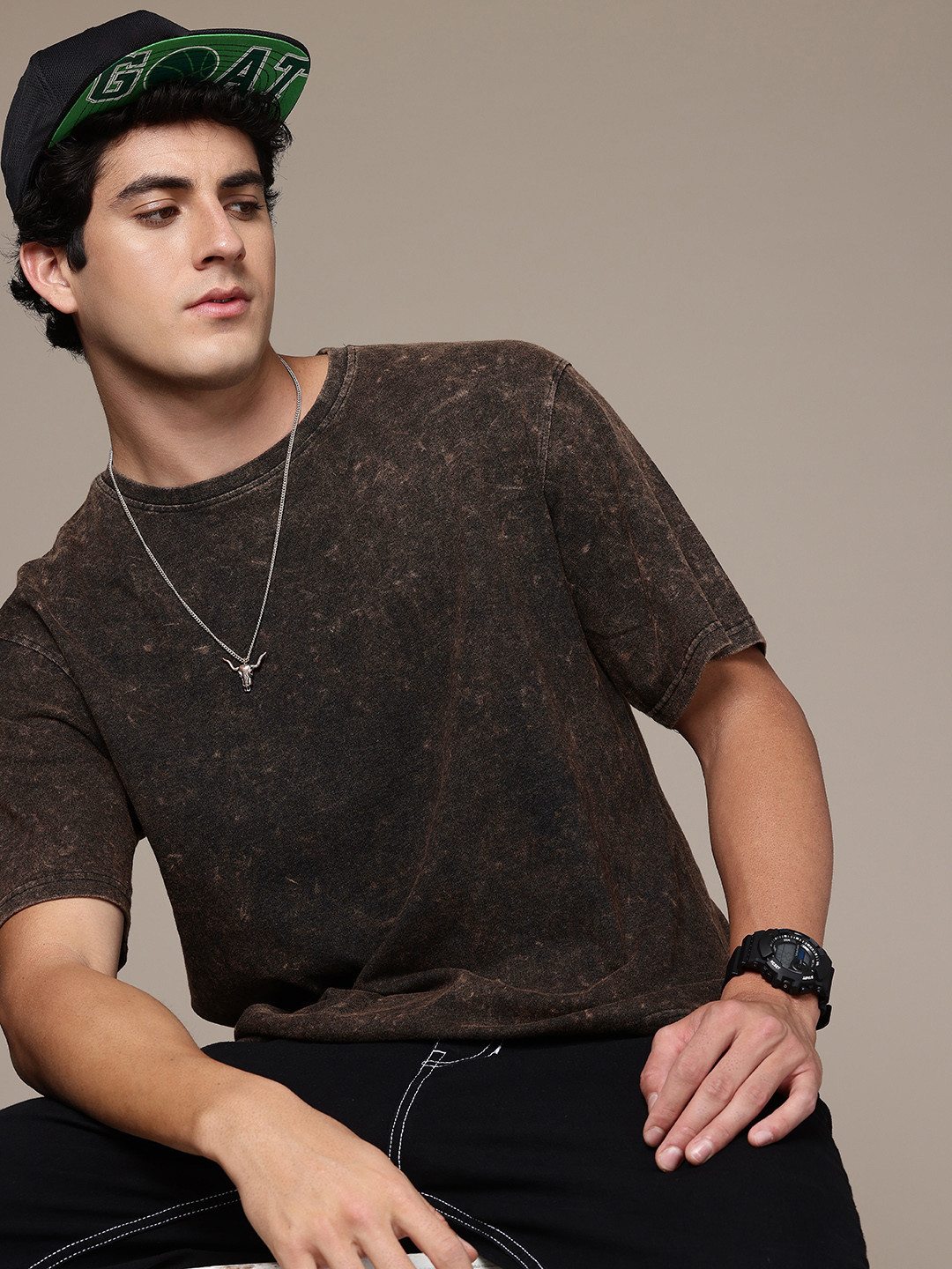 R.Code by The Roadster Life Co. Tie and Dye Printed Relaxed FitT-shirt