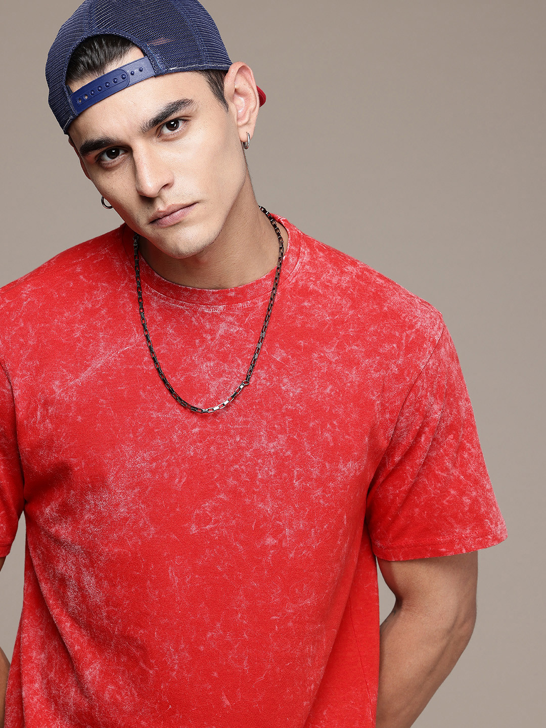 R.Code by The Roadster Life Co. Washed Effect Tie & Dye Printed Relaxed Fit T-shirt