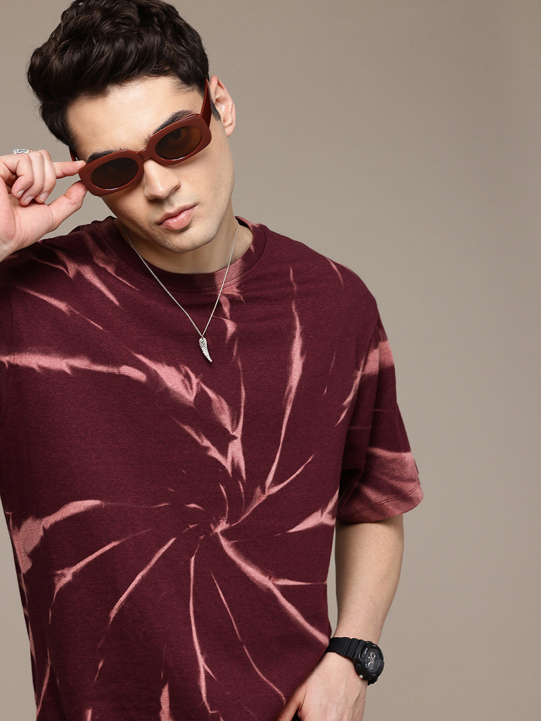 R.Code by The Roadster Life Co. Men Tie and Dye Printed Relaxed Fit T-shirt