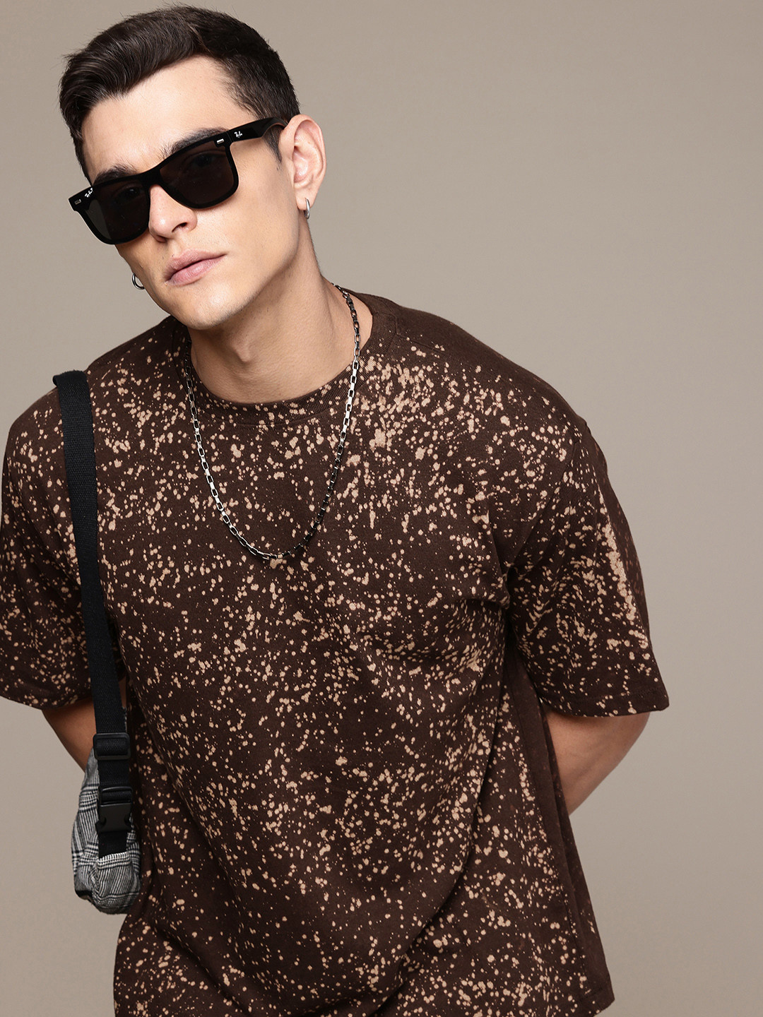 R.Code by The Roadster Life Co. Men Abstract Printed Relaxed Fit T-shirt