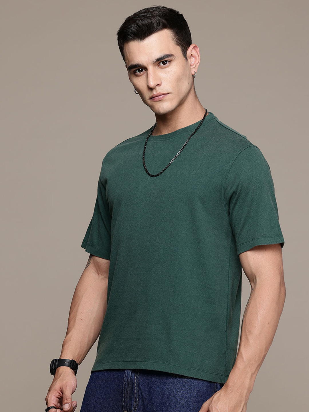 R.Code by The Roadster Life Co. Tie and Dye Printed Relaxed Fit T-shirt