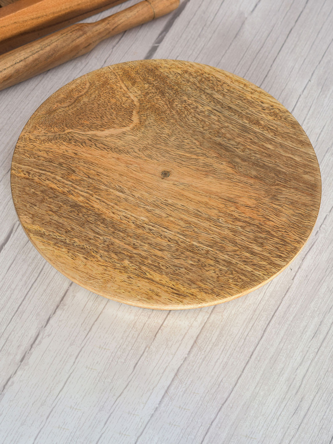 oggn Brown Natural Mango Wooden Chakla