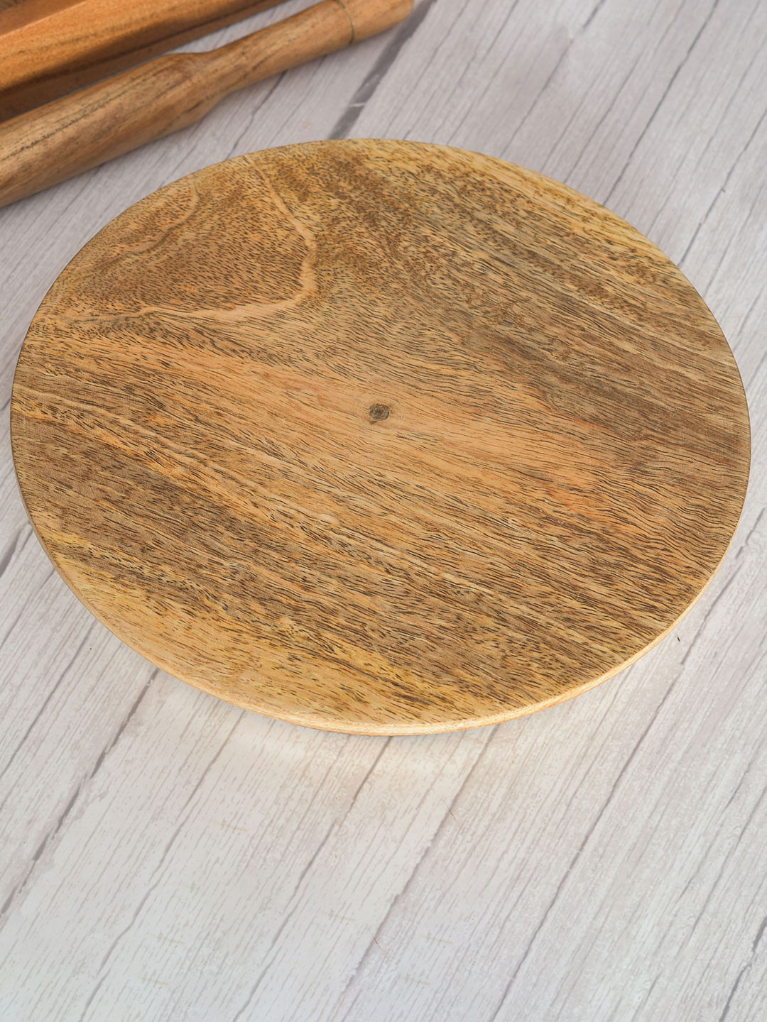oggn Brown Natural Mango Wooden Chakla