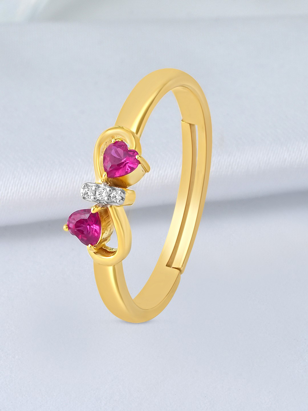 Zavya 925 Sterling Silver Gold-Plated Cubic Zirconia-Studded Infinity Finger Ring