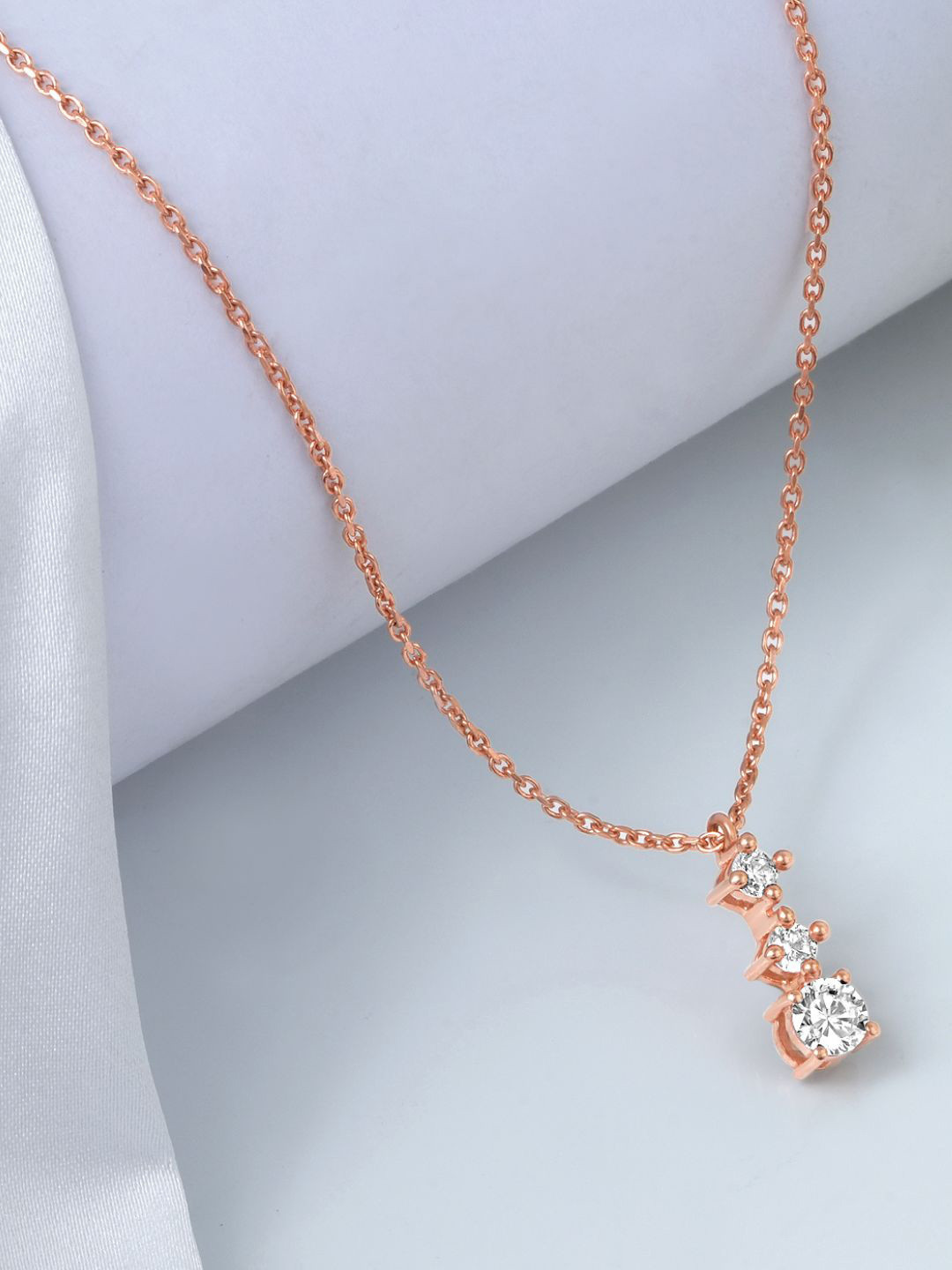 Zavya Radiant Duo Rose Gold Plated 925 Sterling Silver Pendant With Chain