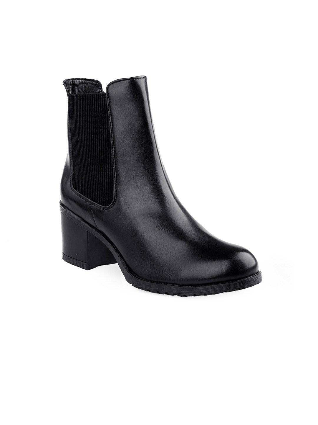 Bxxy Women Chelsea Block-Heel Slip-on Boots with Side Zipper Closure