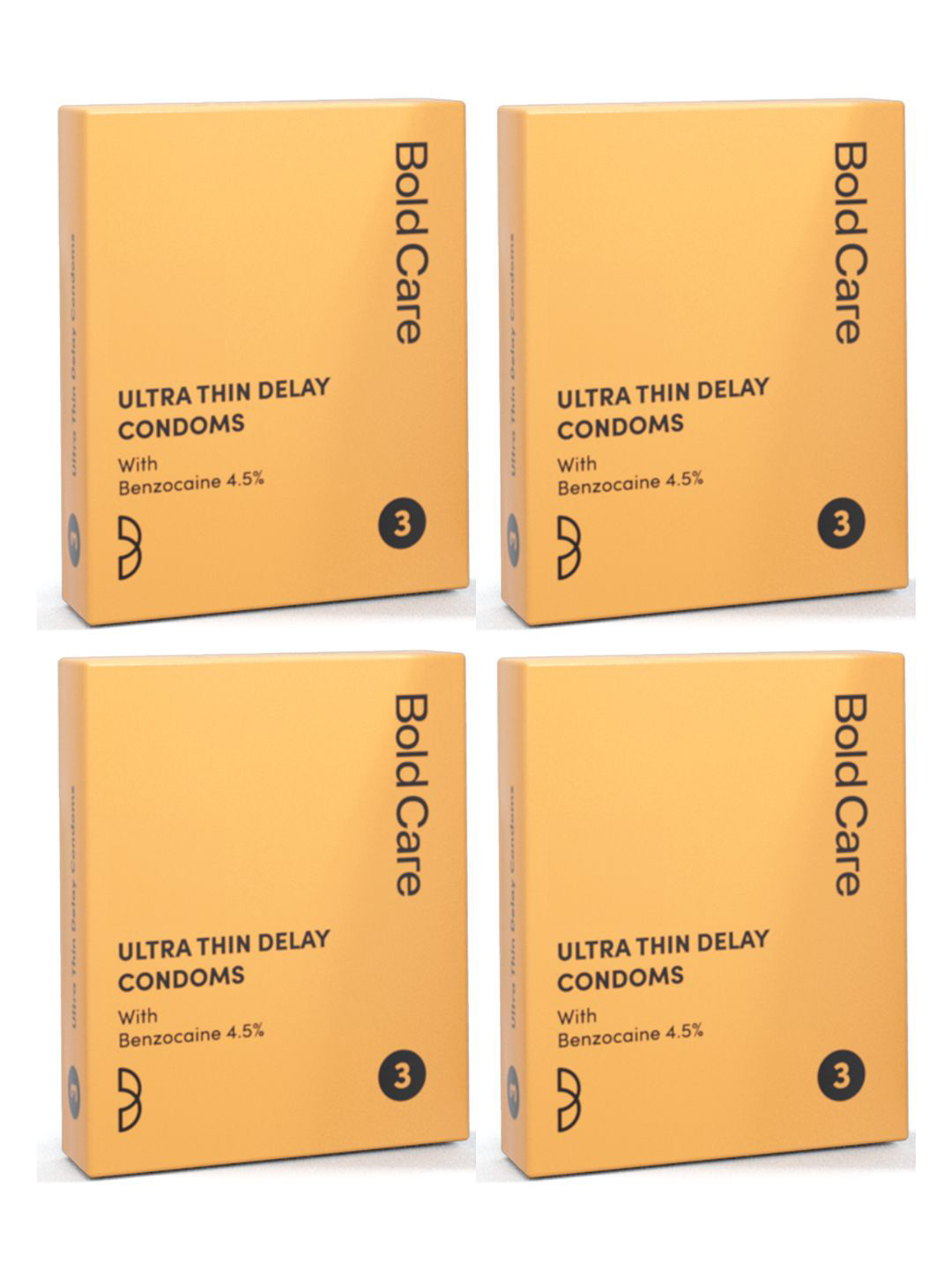 Bold Care Set Of 4 Ultra Thin Delay Condoms- 3 Pcs Each