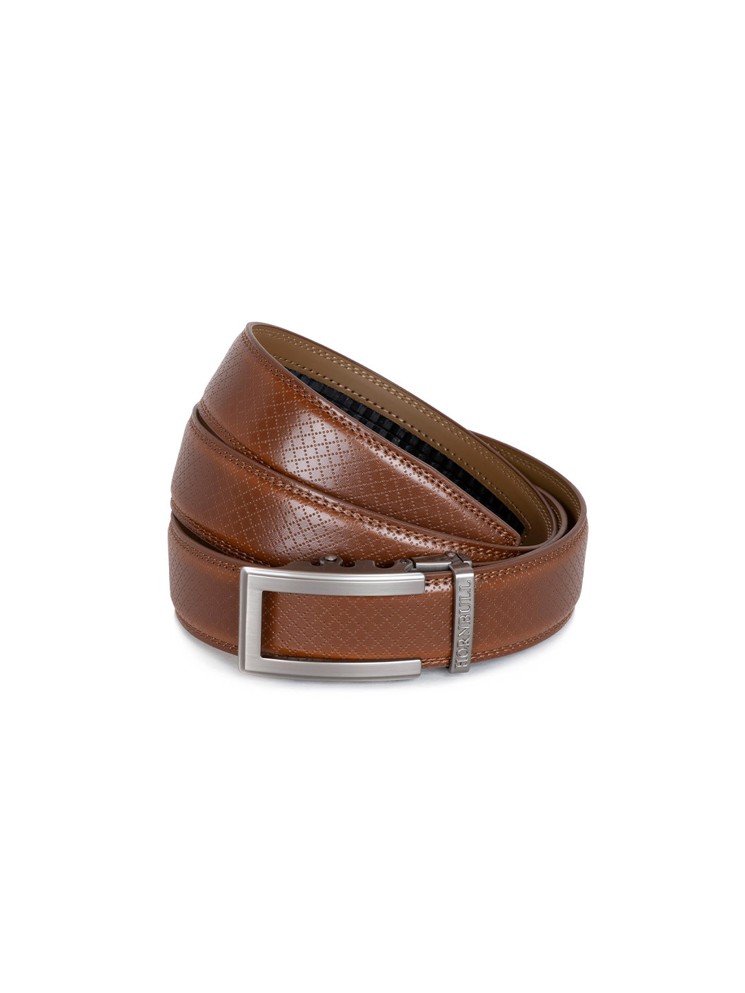 Hornbull Men Riga Tan Autolock Leather Printed Formal And Casual Belt