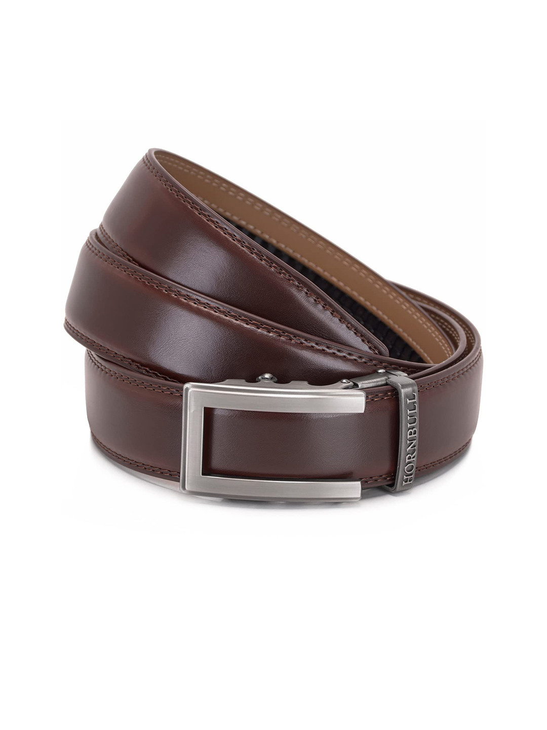 Hornbull Men Riga Brown Autolock Leather Formal And Casual Belt