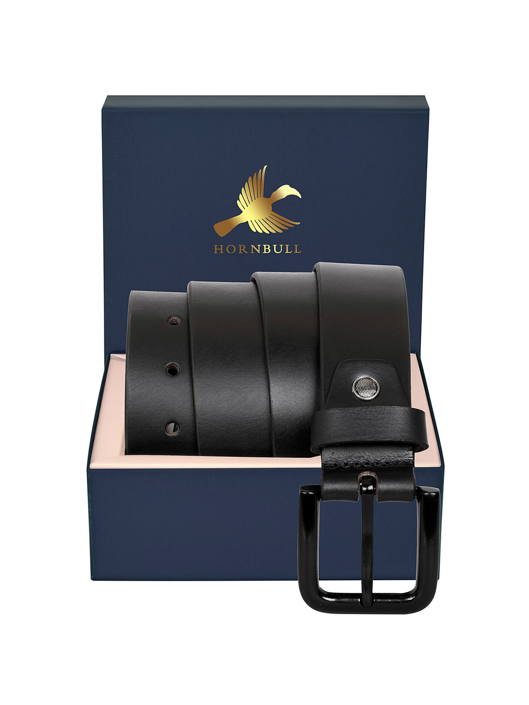 Hornbull Men Bravo Washed Black Top Grain Casual Leather Belt