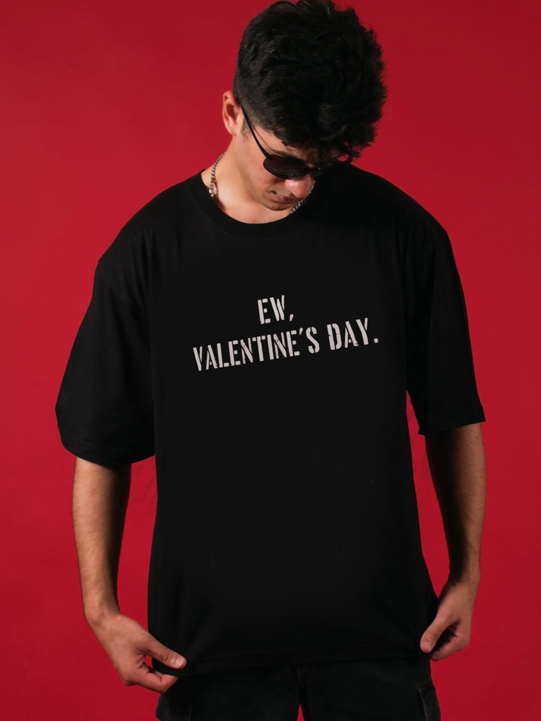 TheBTclub EWW_OST_XXS Men Activchill Printed Round Neck Cotton Oversized T-shirt