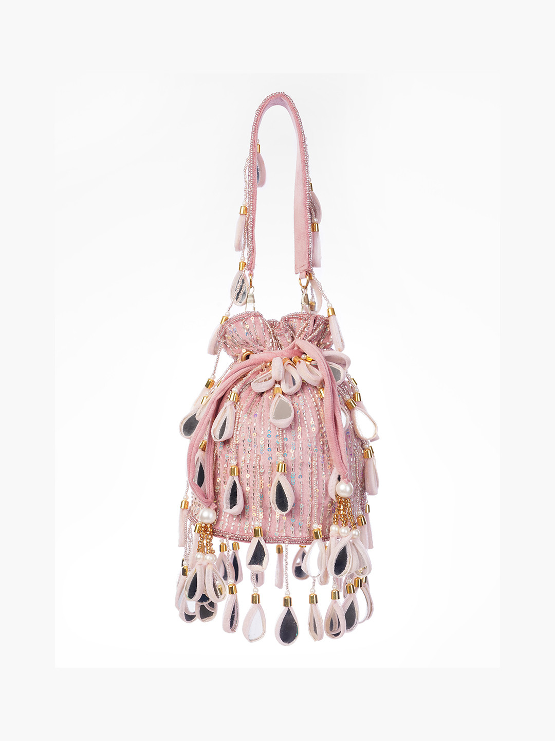 IBRA HANDICRAFTS Mirror Embellished Potli Bag