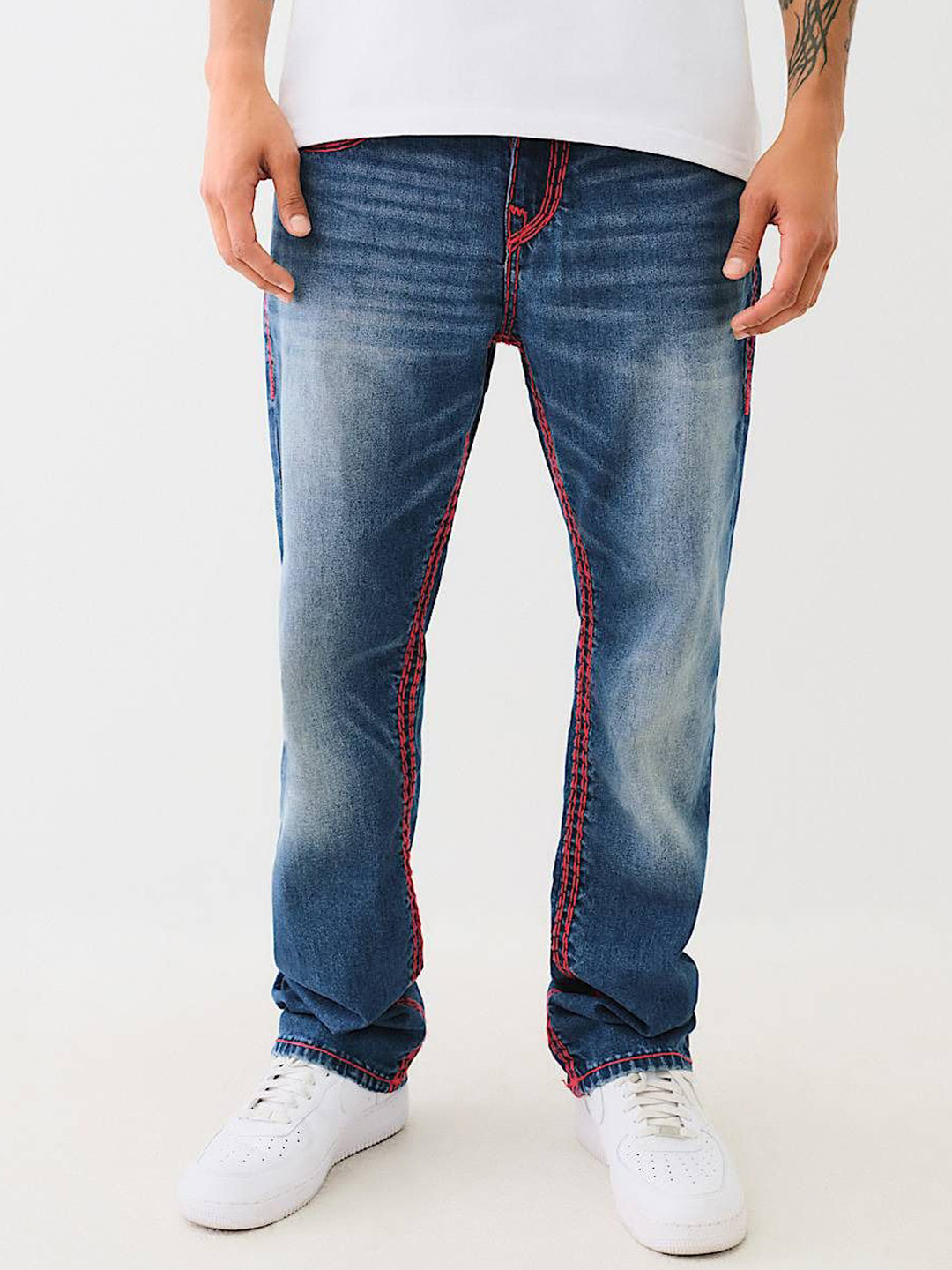 True Religion Super QT Ricky Straight Fit Mid Rise Washed Jeans