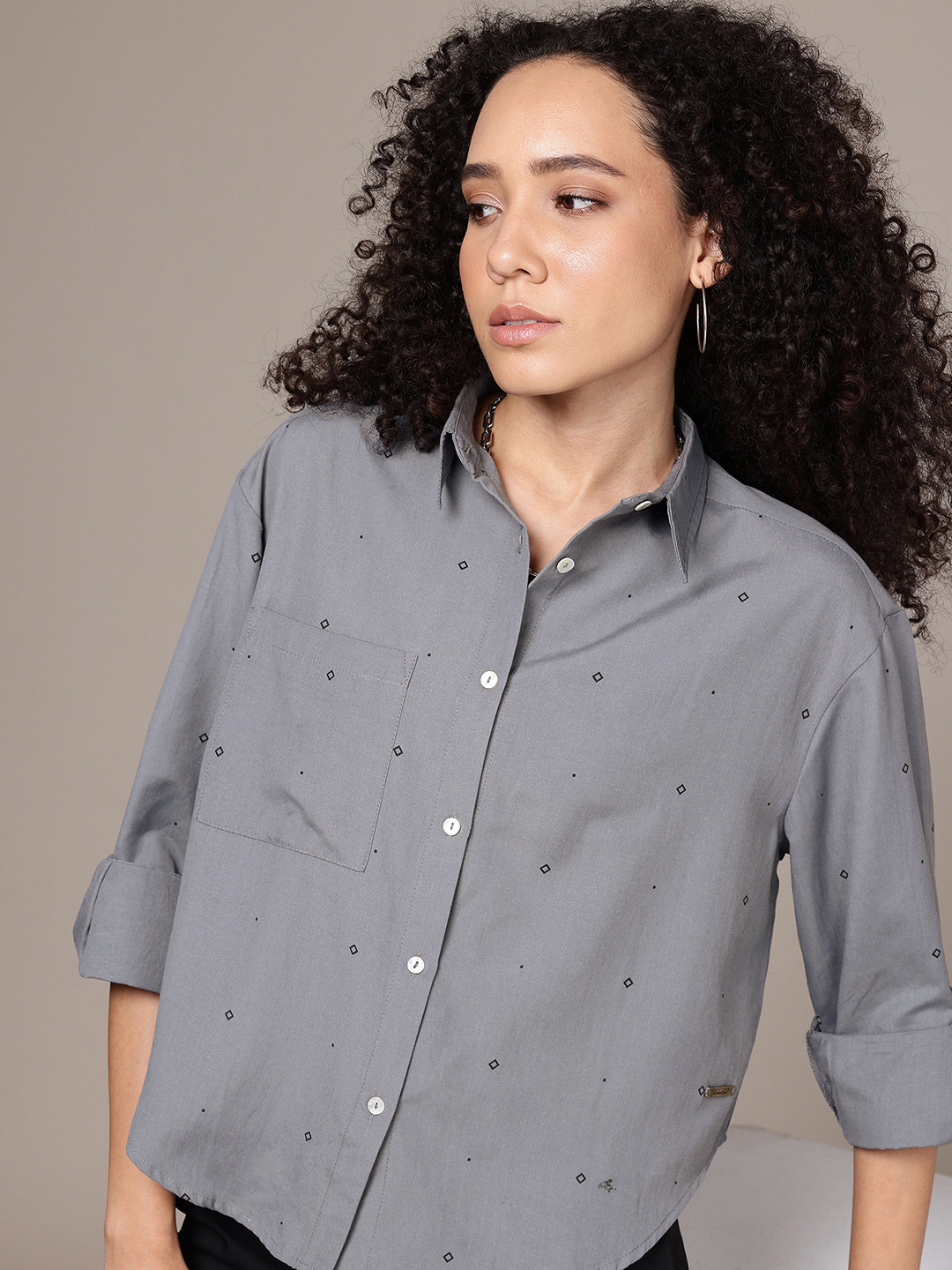 The Roadster Lifestyle Co. Conversational Print Oversized Shirt