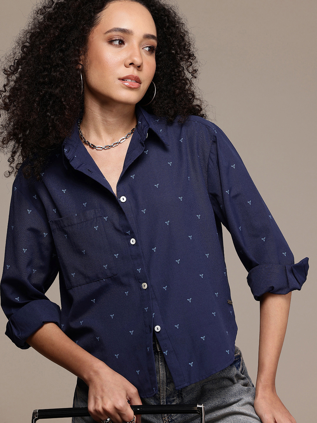 The Roadster Lifestyle Co. Printed Oversized Casual Shirt