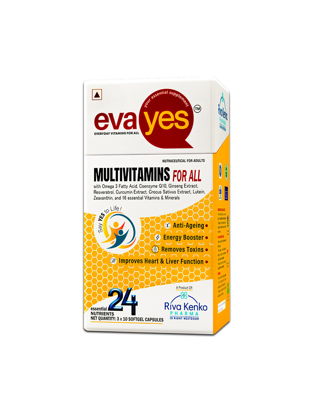 RivaKenko Eva Yes Multivitamins With Omega 3 Fatty Acids - 30 Softgel Capsules