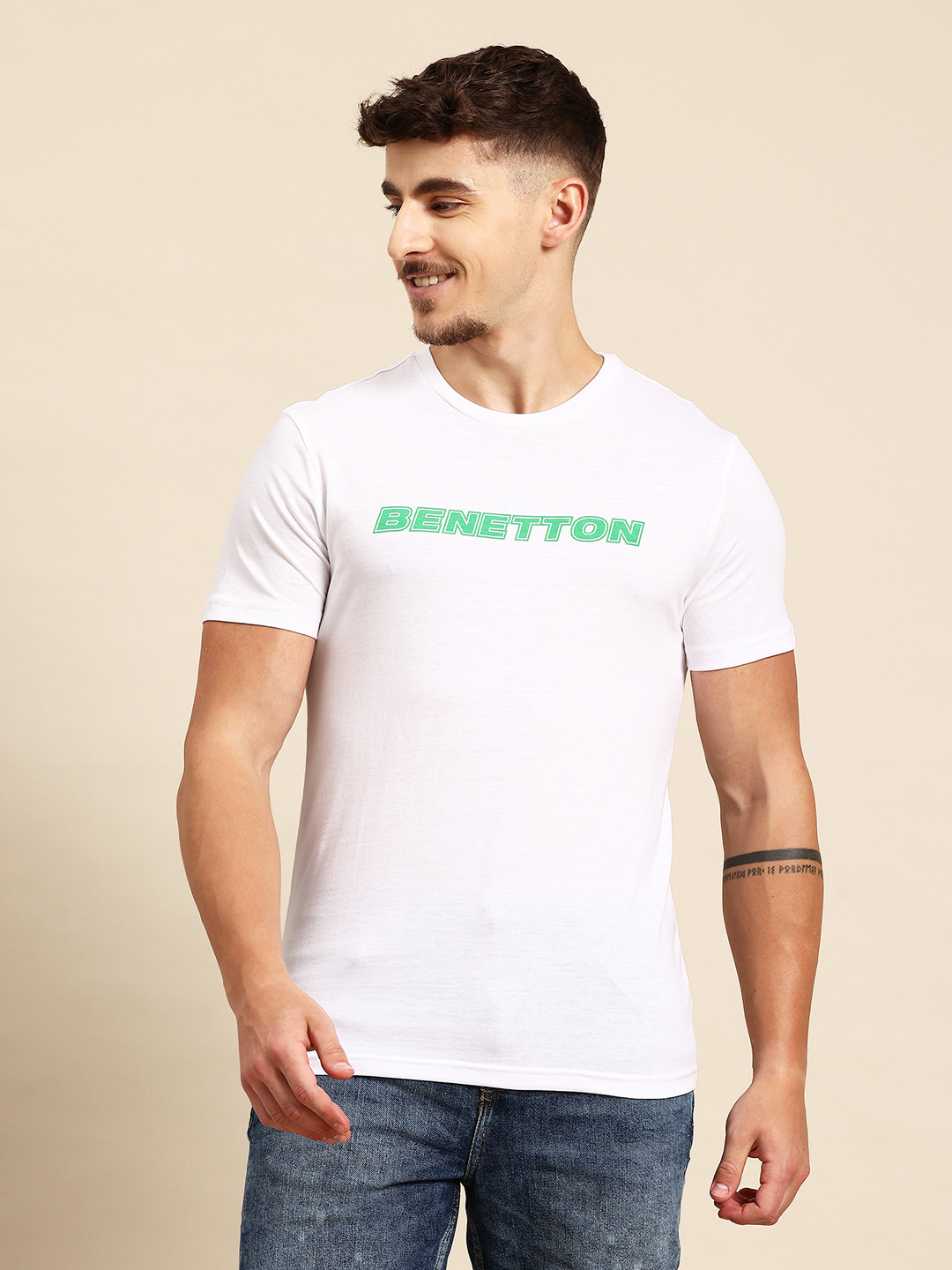 United Colors of Benetton Brand Name Printed T-shirt