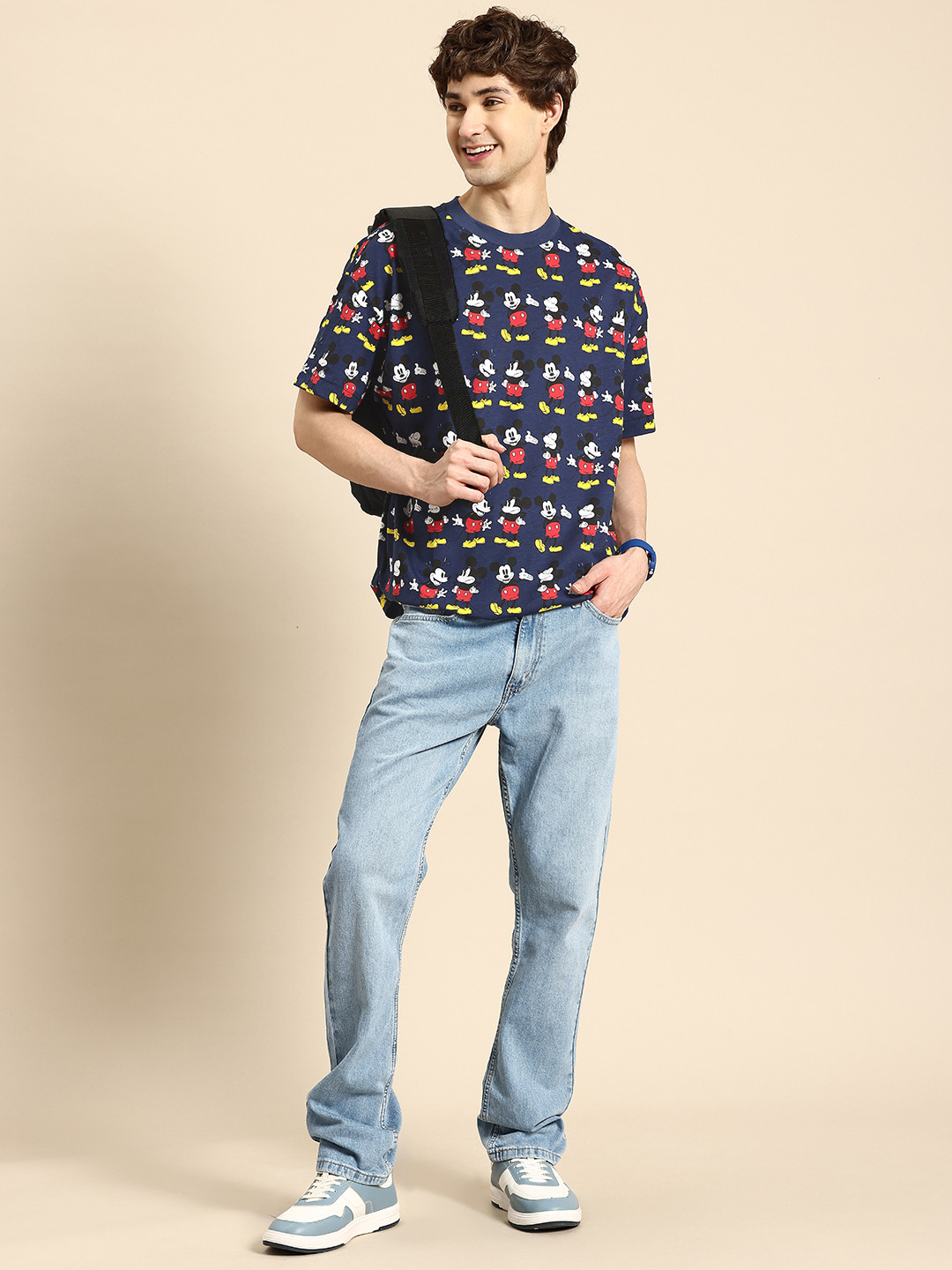 United Colors of Benetton Men Mickey Mouse Printed Pure Cotton T-shirt