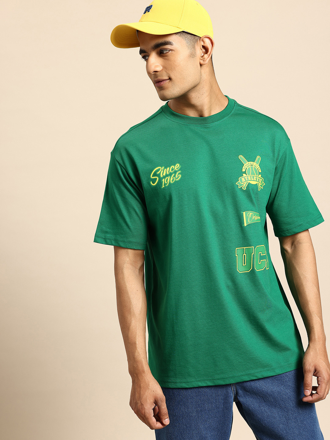 United Colors of Benetton Varsity Print Drop-Shoulder Sleeves Relaxed T-shirt