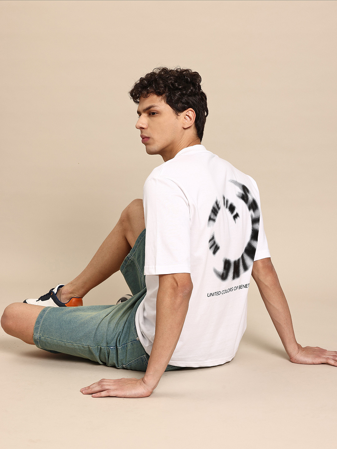 United Colors of Benetton Men Printed Drop-Shoulder Sleeves T-shirt