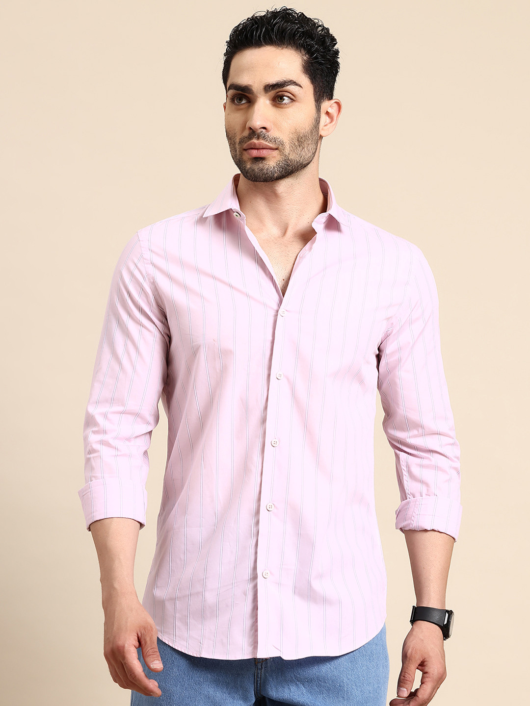 United Colors of Benetton Ultralight Giza Cotton Striped Casual Shirt