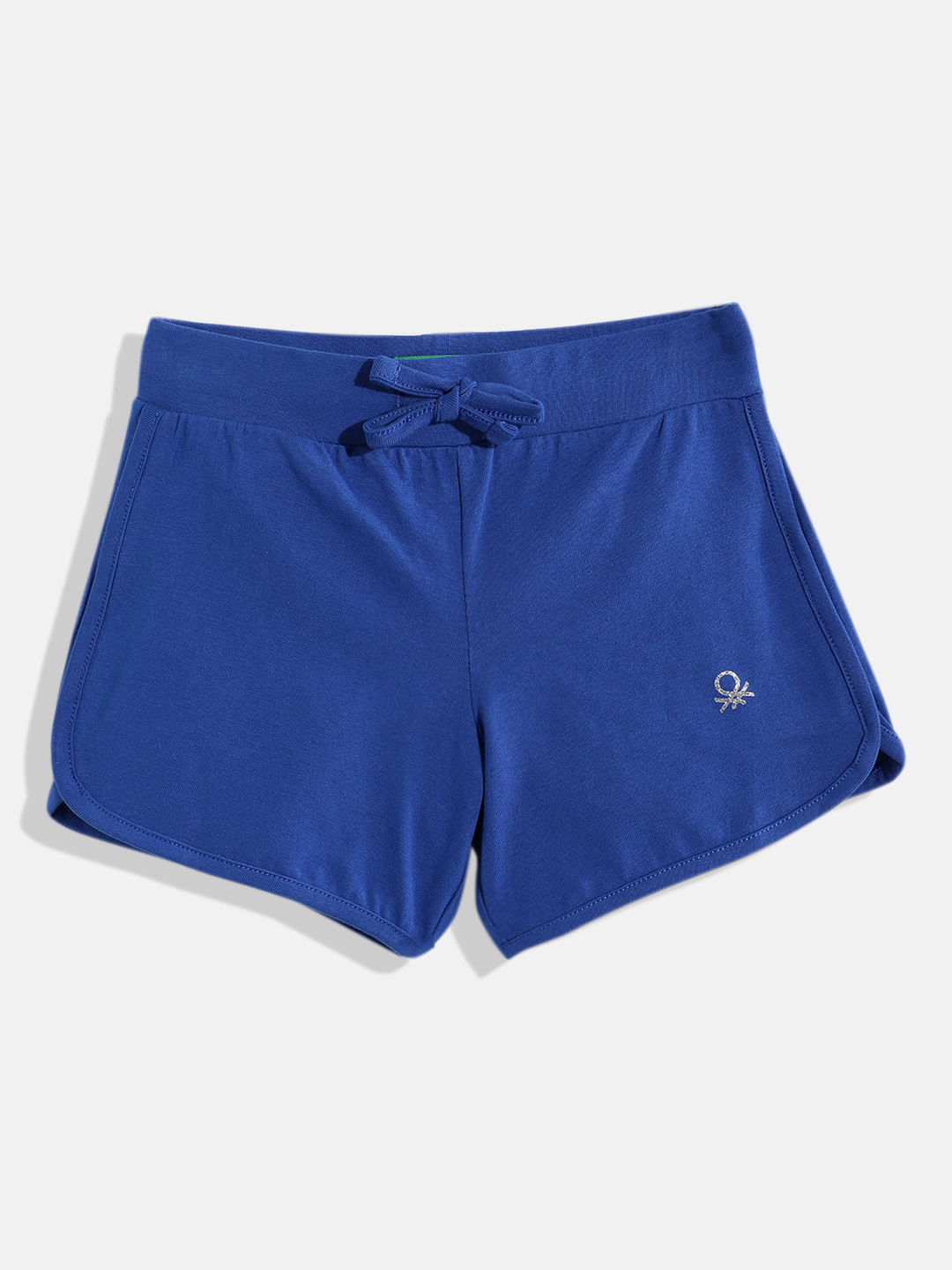United Colors of Benetton Girls Solid Glitter Logo Shorts