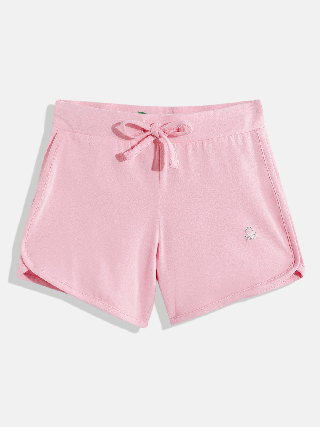United Colors of Benetton Girls Solid Glitter Logo Shorts