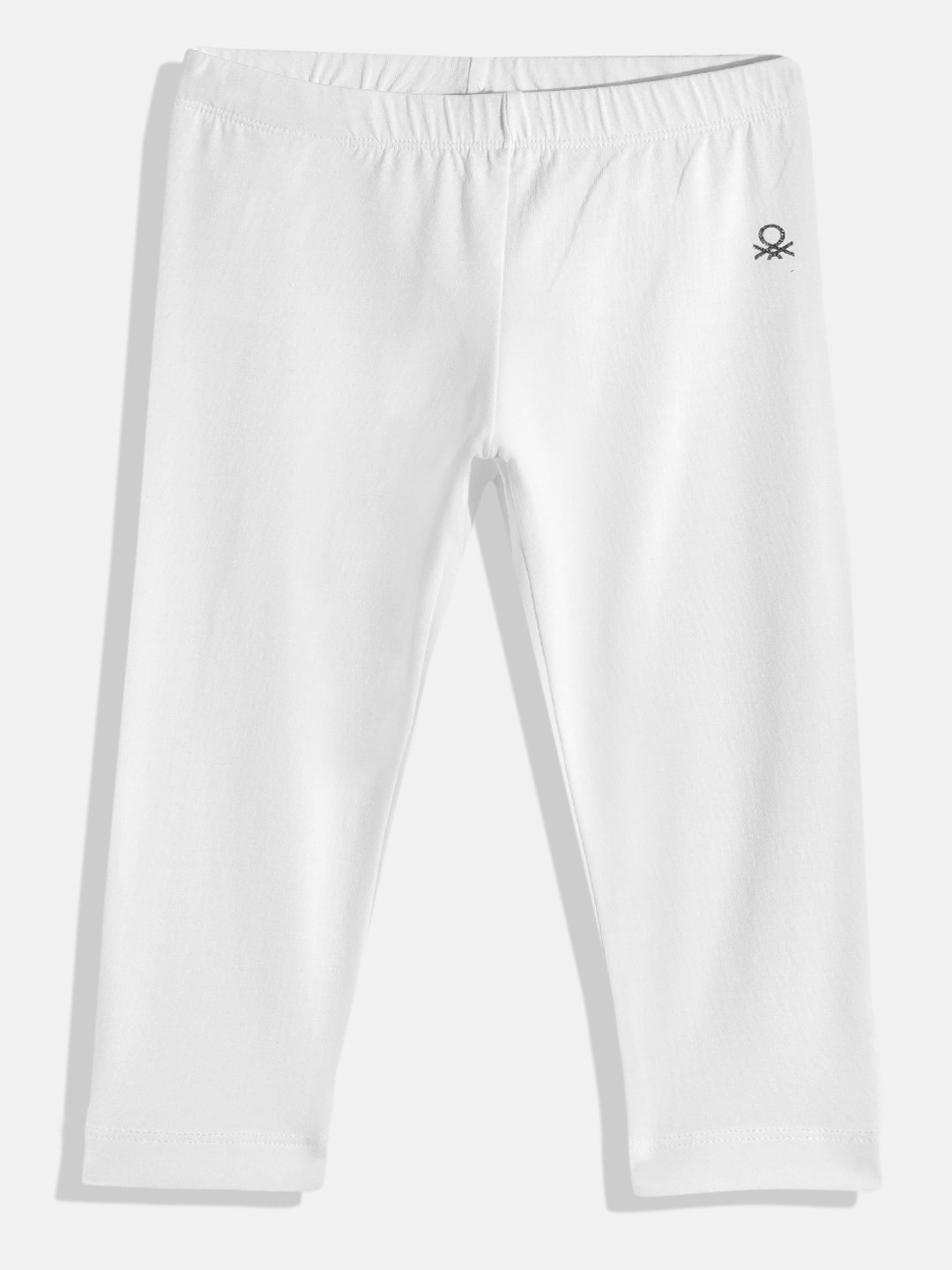 United Colors of Benetton Girls Solid Stretchable Leggings with Glitter Logo