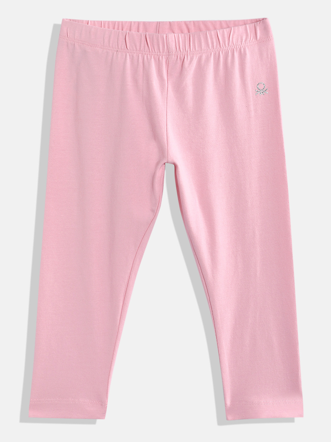 United Colors of Benetton Girls Solid Glitter Logo Leggings
