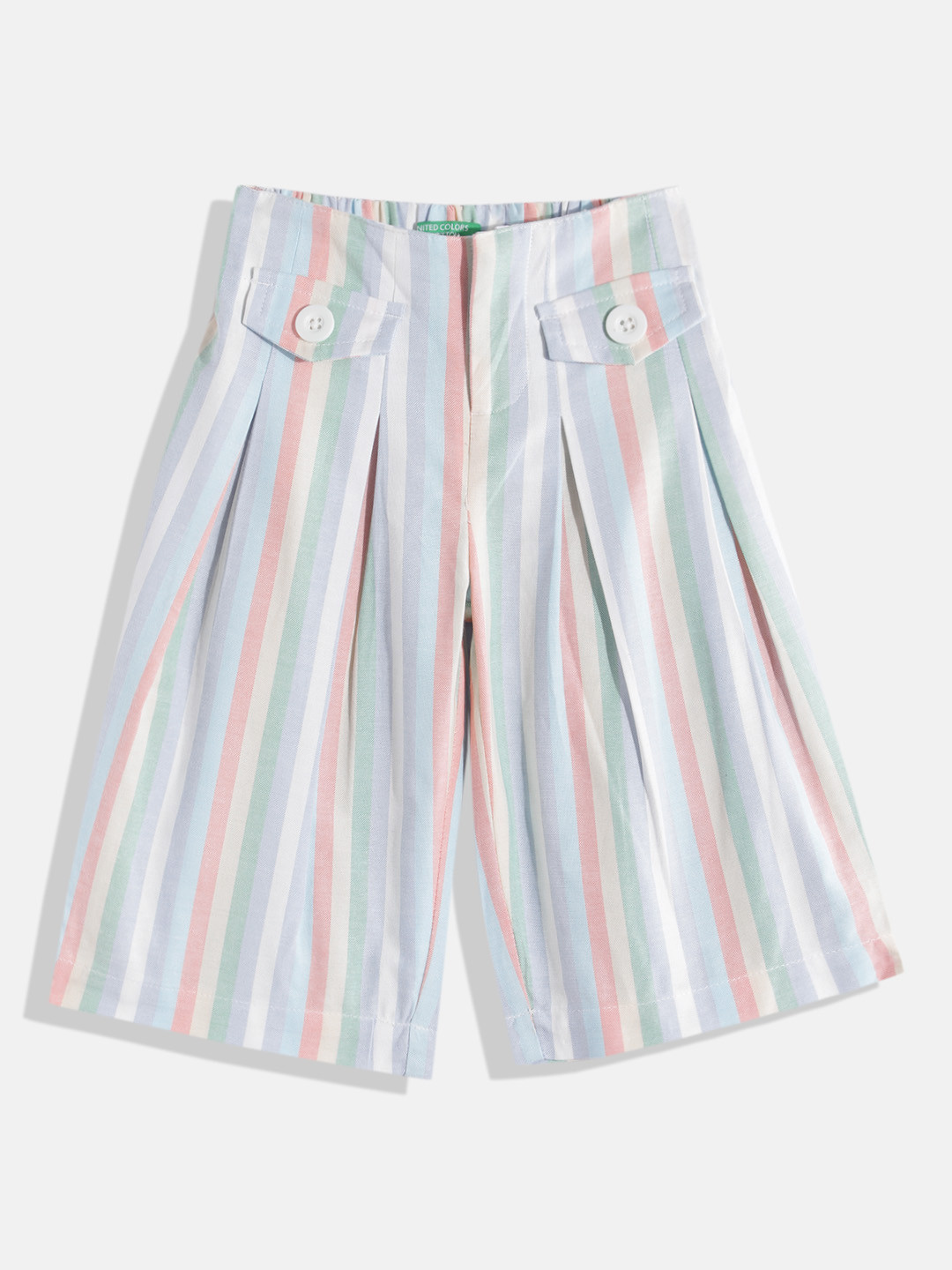 United Colors of Benetton Girls Multi Stripes Pure Cotton Trousers