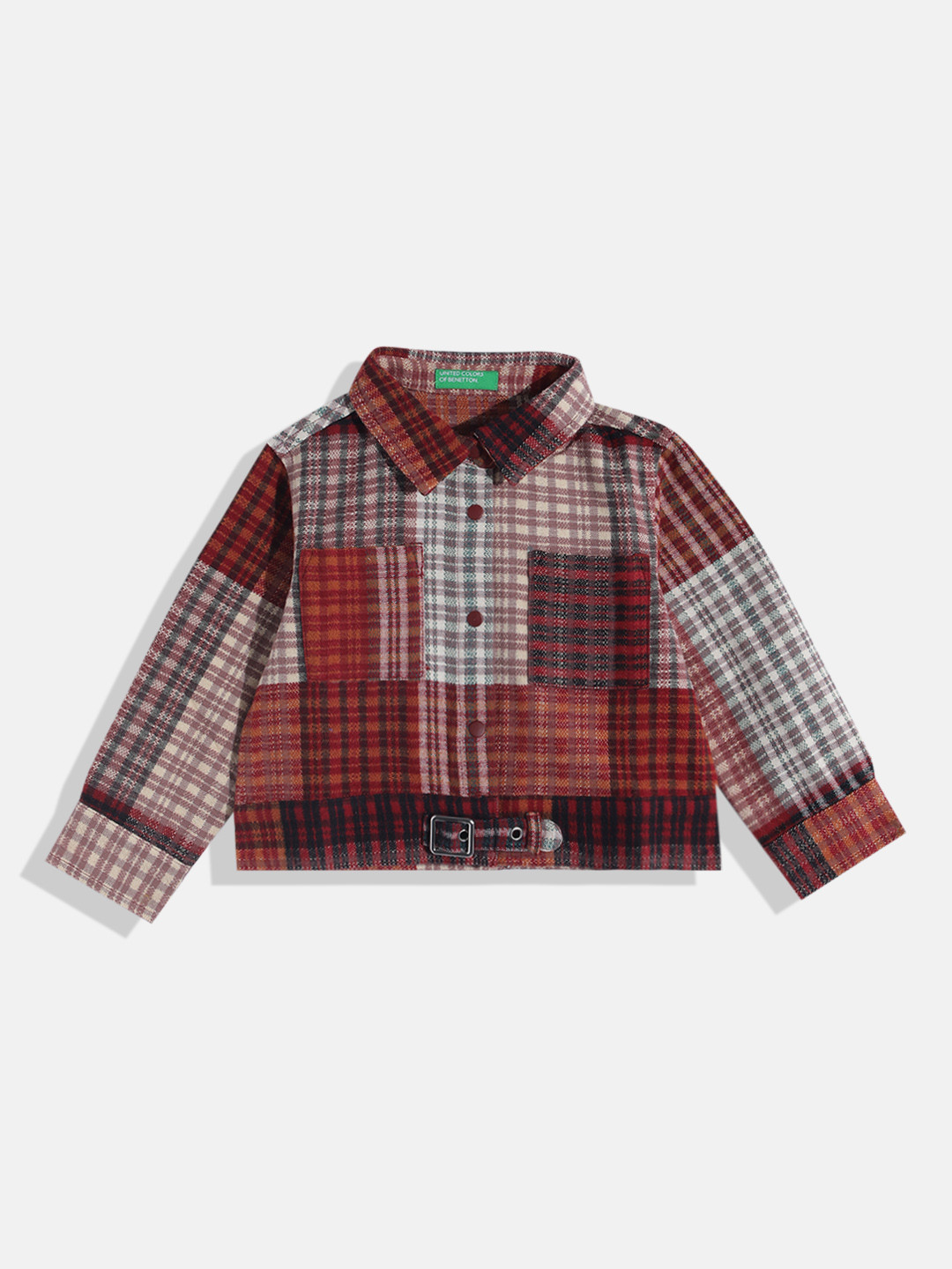 United Colors of Benetton Kids Girls Tartan Checked Pure Cotton Shirt