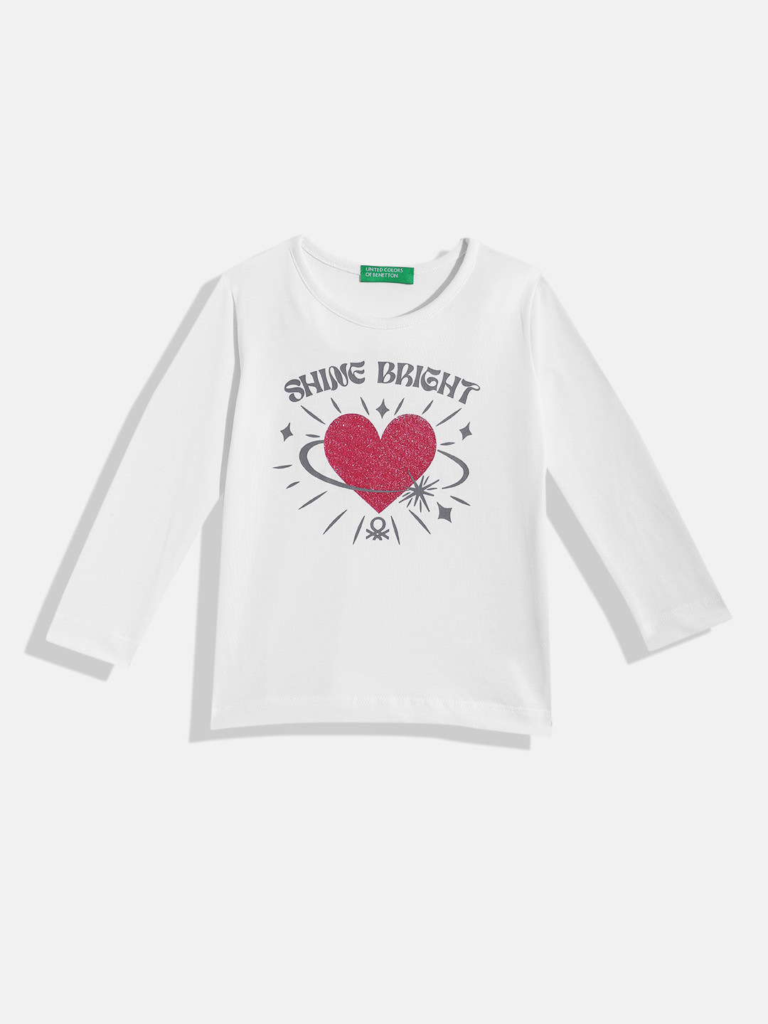 United Colors of Benetton Girls Glitter Print T-shirt