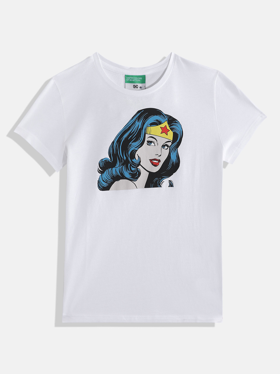 United Colors of Benetton Girls Wonder Woman Printed  Pure Cotton T-shirt