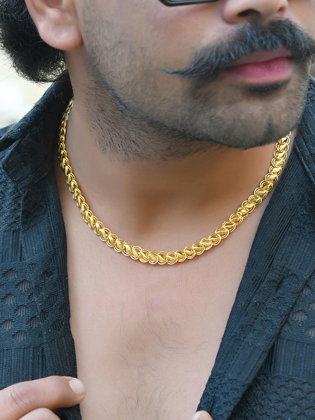 VOJ Men Gold-Plated Designer Chain
