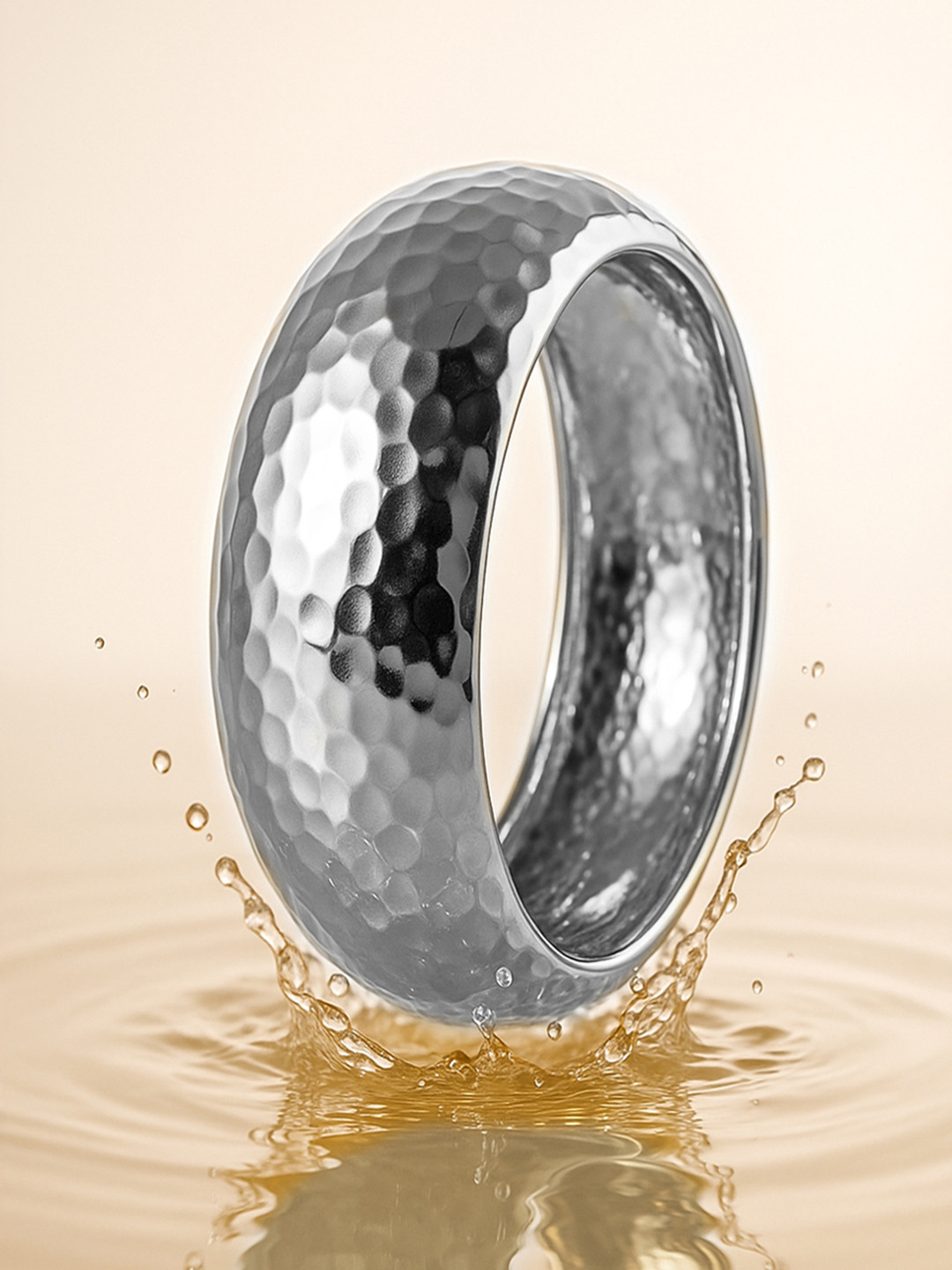 Rubans Silver Toned Hammered Bangle Bold Statement Bracelet